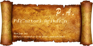 Pásztori Arikán névjegykártya